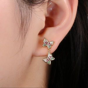 24K Gold Butterfly Stud Earrings